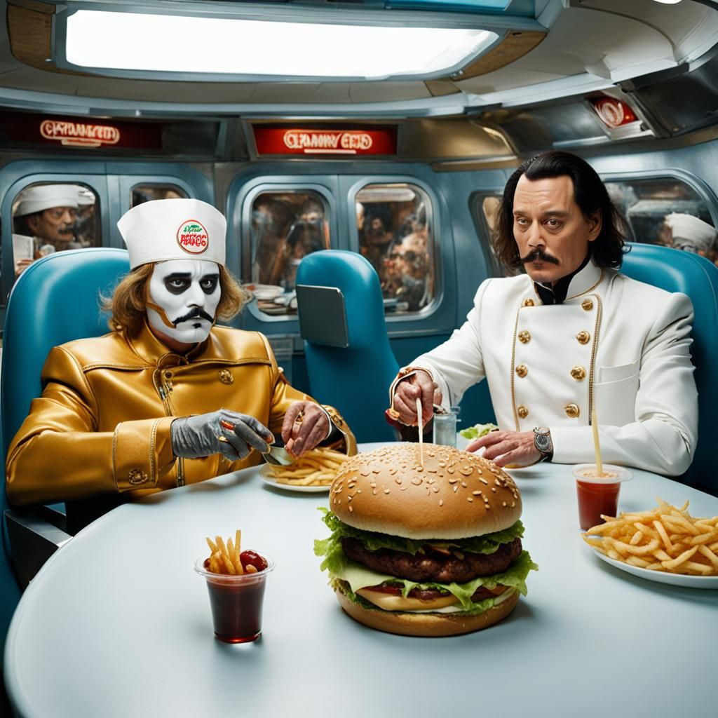 Depp and Dali Enjoy Burger King in Space