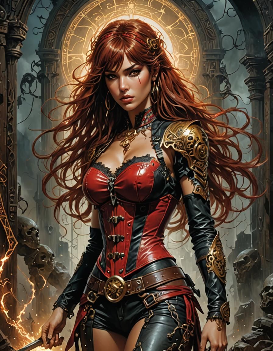 Stunning Amazon Woman in Dark Fantasy Style