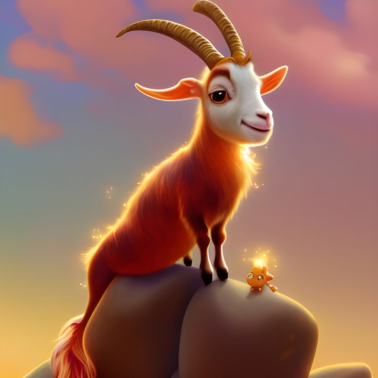 Adorable Mermaid Goat in Pixar Style