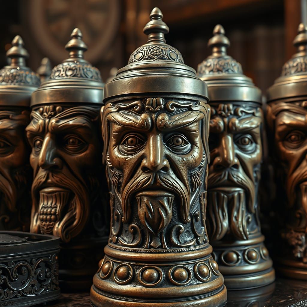 Fantastical Beer Tankards with Intricate Faces
