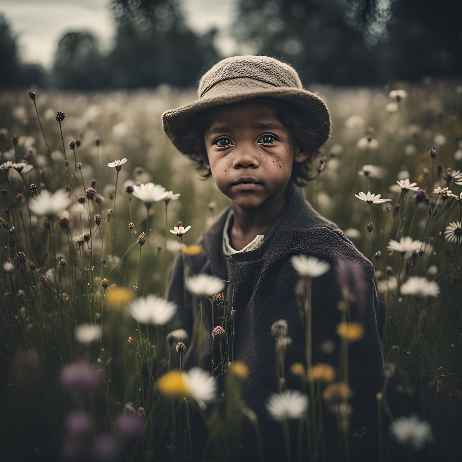 Flower Meadow Close-Up in Ambient Light