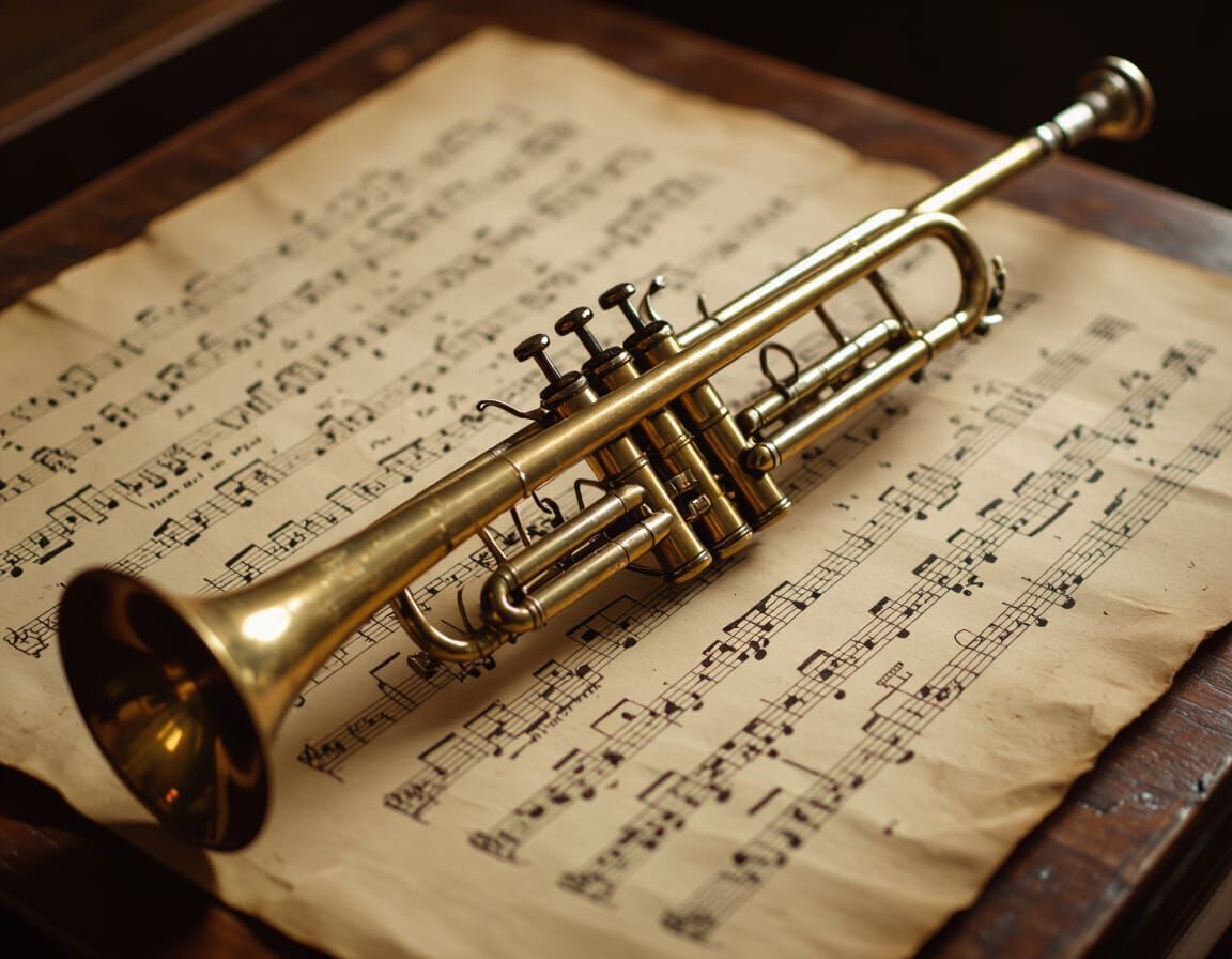 Vintage Trumpet on Ancient Score