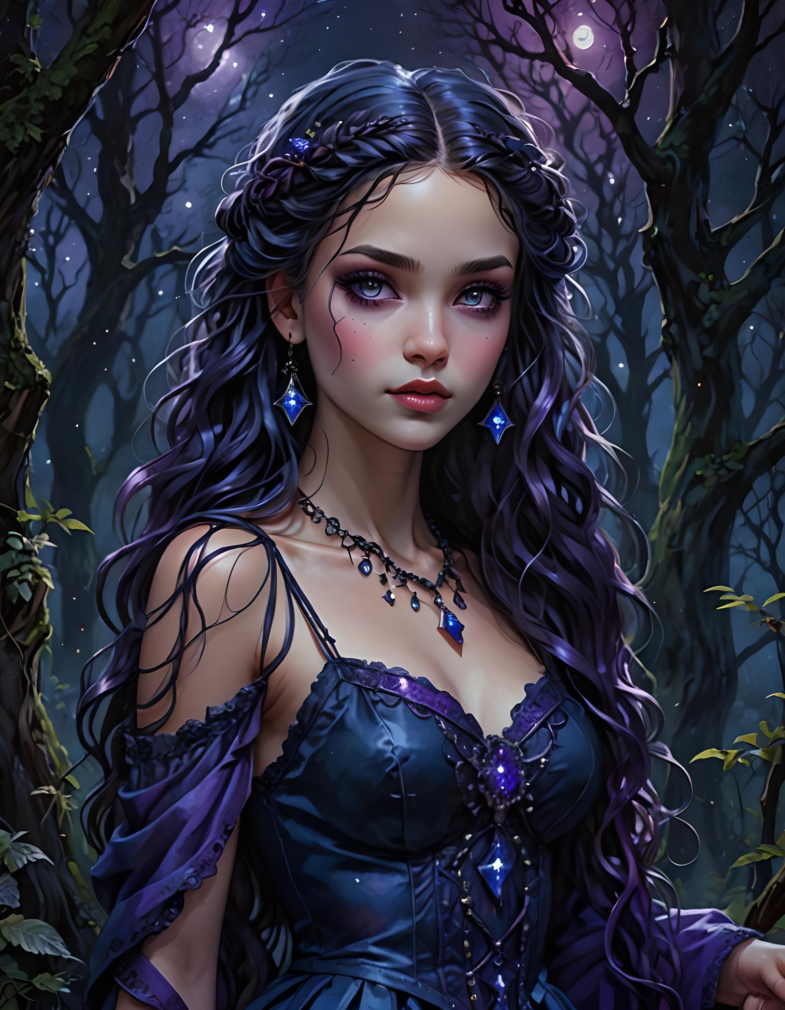 Indigo Starlight: A Gothic Fantasy Portrait