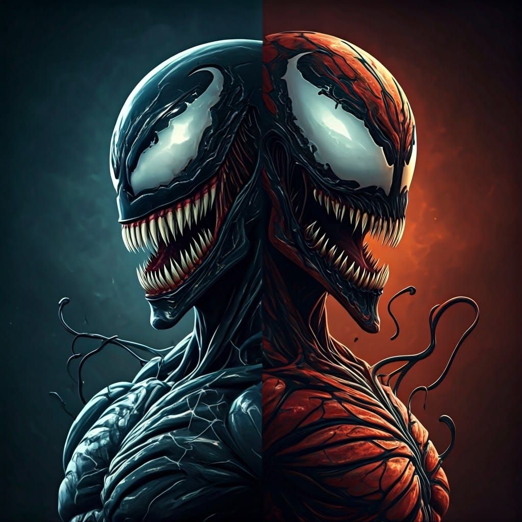 Venom vs Carnage: Dramatic UHD Portrait Composite