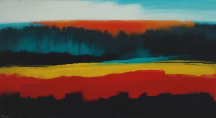 Vibrant Abstract Expressionist Meadow Landscape