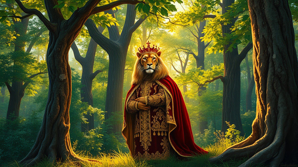 Golden Monarch in Emerald Forest, Impasto Painting