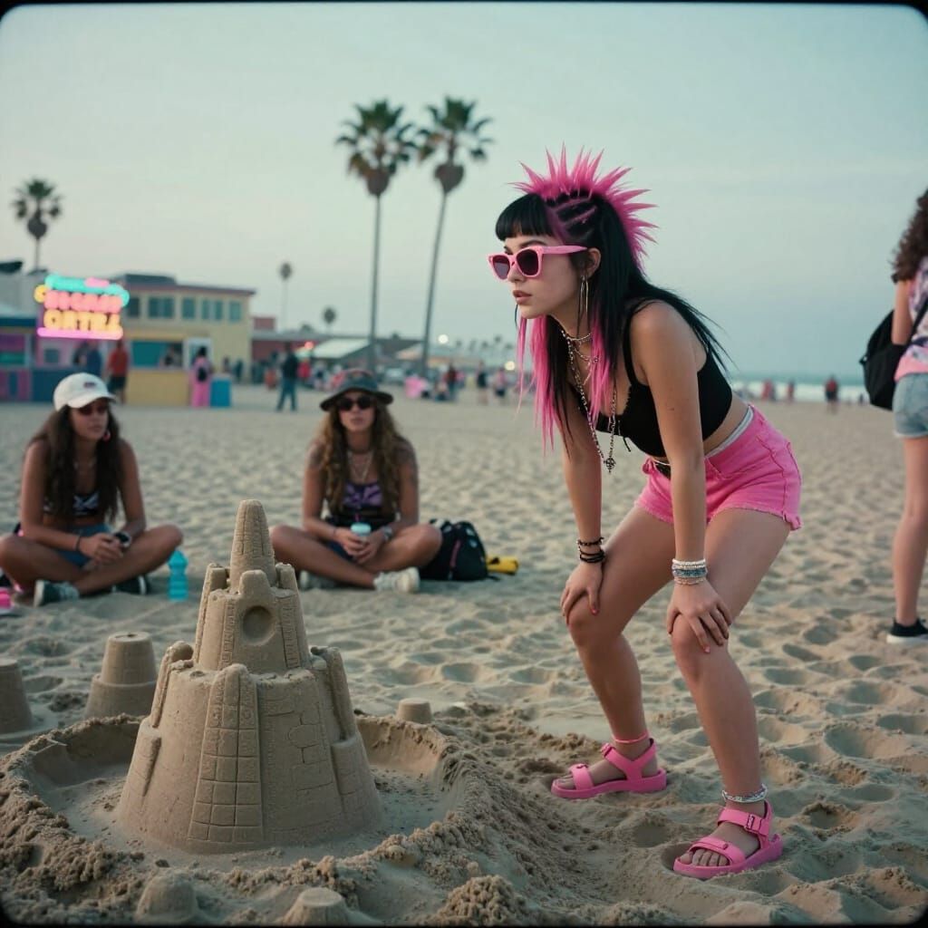 Punk Girl at Venice Beach Sandcastle Competition
