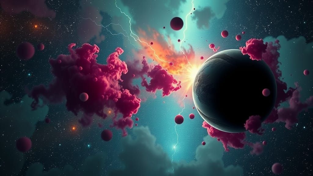 Cosmic Sky with Vibrant Stars and a Black Hole