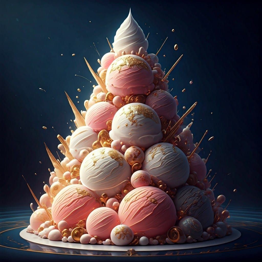 Majestic Ice Cream Pyramid in Fantasy Style