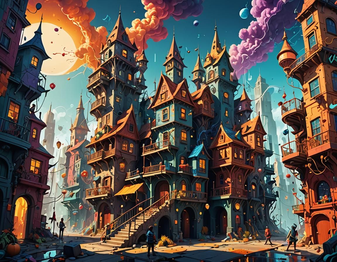 Whimsical Cityscape Concept Art in Unreal Engine 5