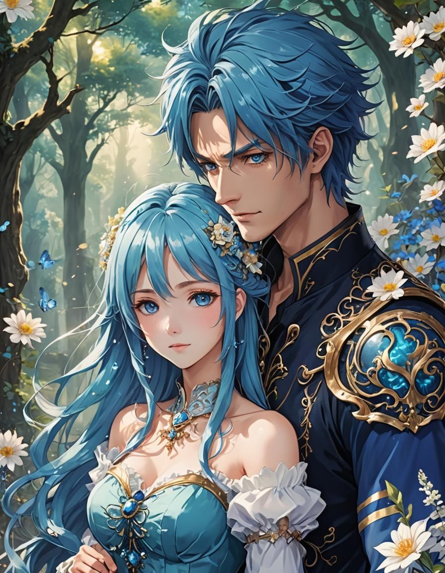 Anime Couple in Enchanting Fantasy World
