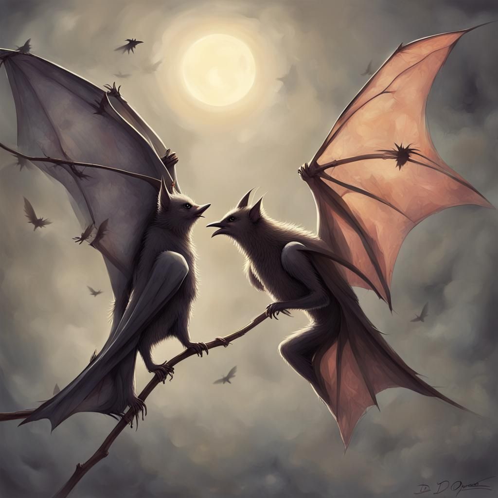 Bat, Bird, and Fairy Converse in Forest