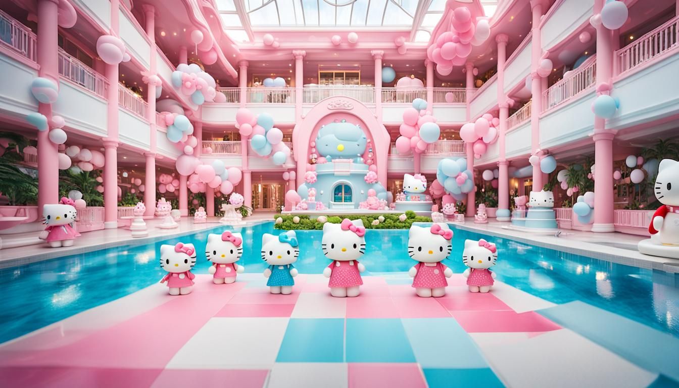 Hello Kitty Resort with Statue in Pastel Colors
