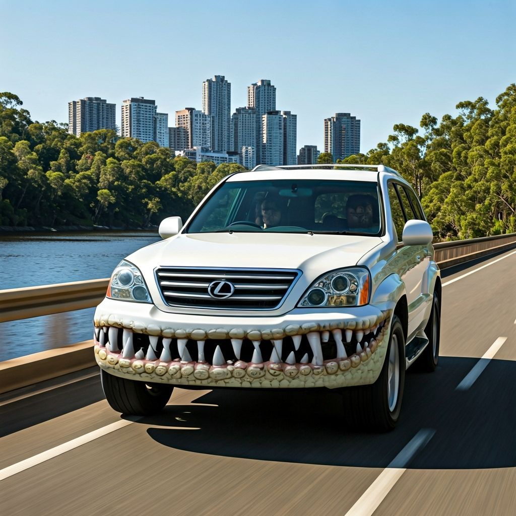 Surreal Crocodile Lexus GX470 Drives Forest Bridge