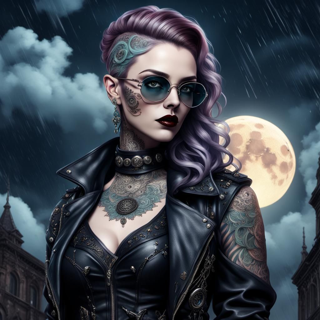 Gothic Woman with Tattoos in Digital CGI Art
