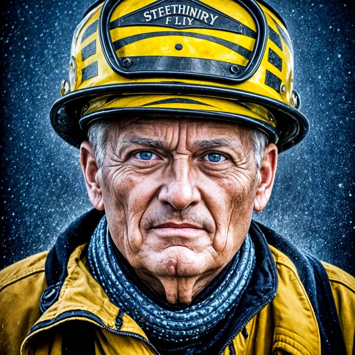 Experienced Firefighter in Tired Reflection