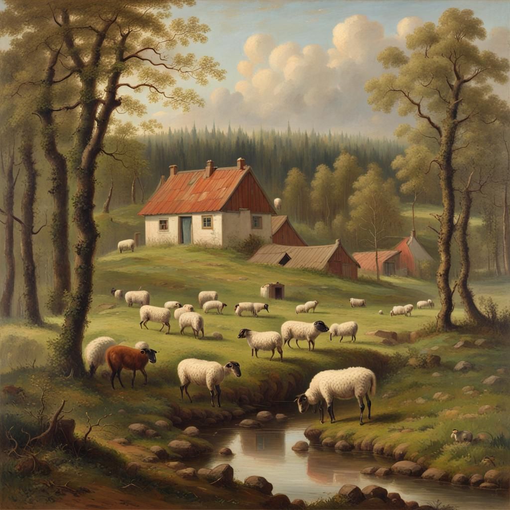 Scandinavian Farm in Springtime, 19th Century