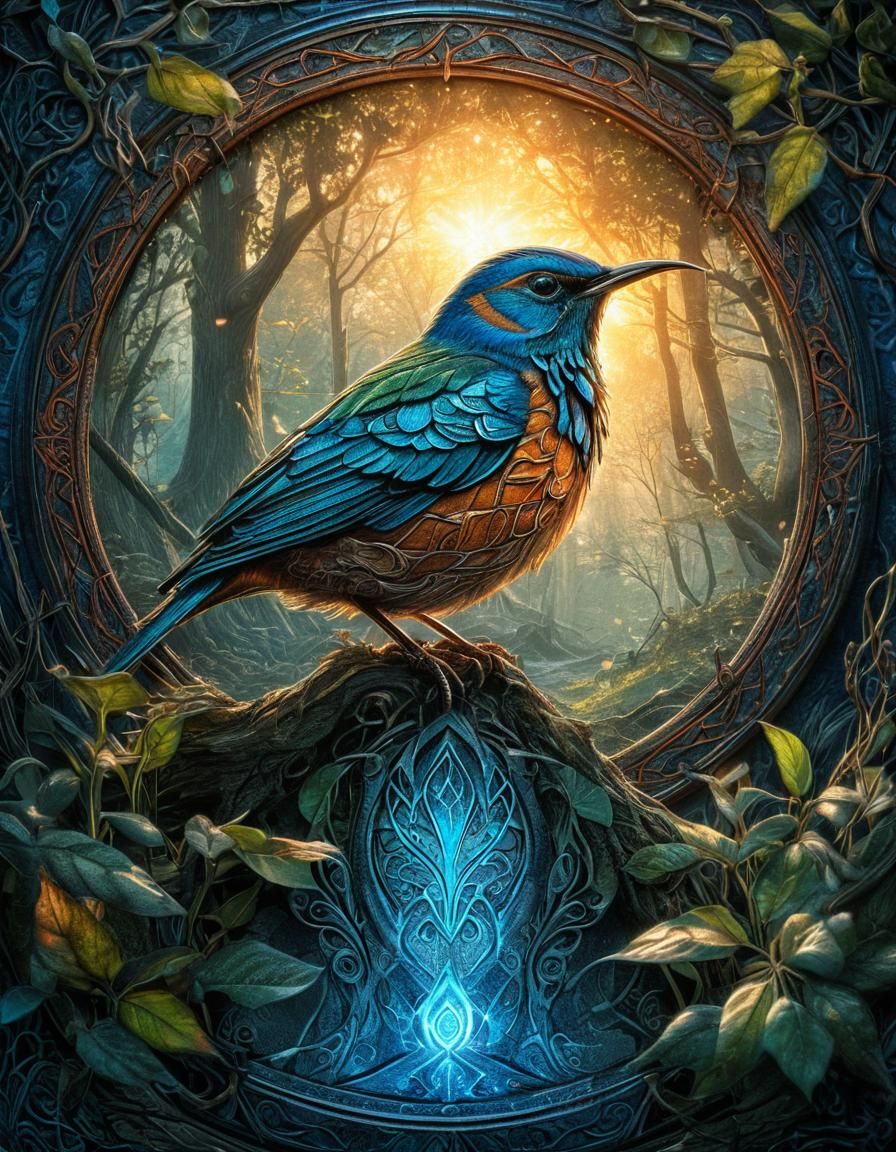 Elven Woods Songbird in Dramatic Cinematic Lighting