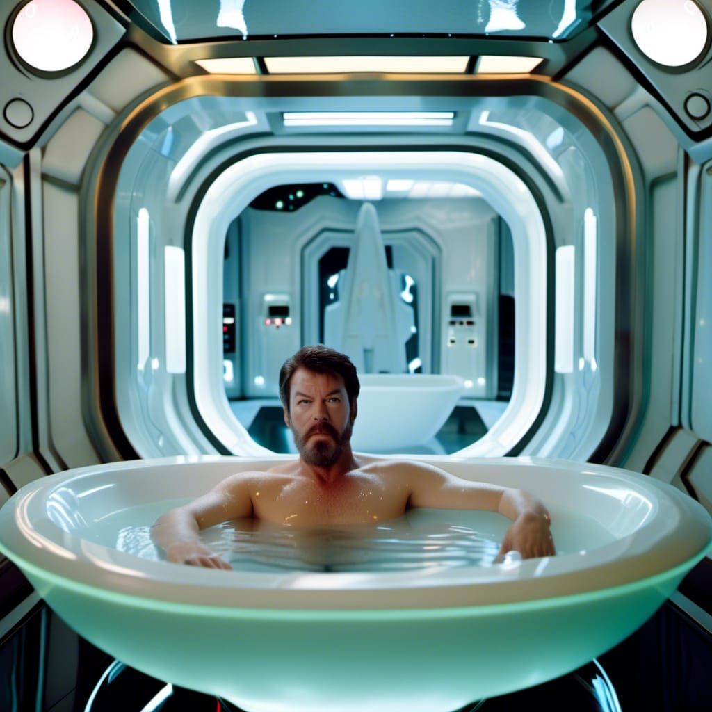 Star Trek Riker Relaxing in Sci-Fi Bath