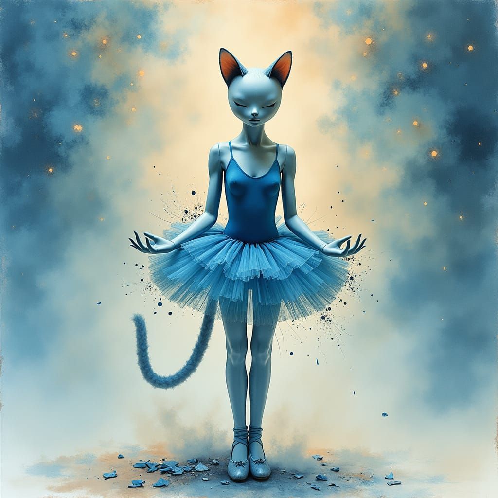 Surreal Watercolor Mannequin with Rorschach Double Exposure