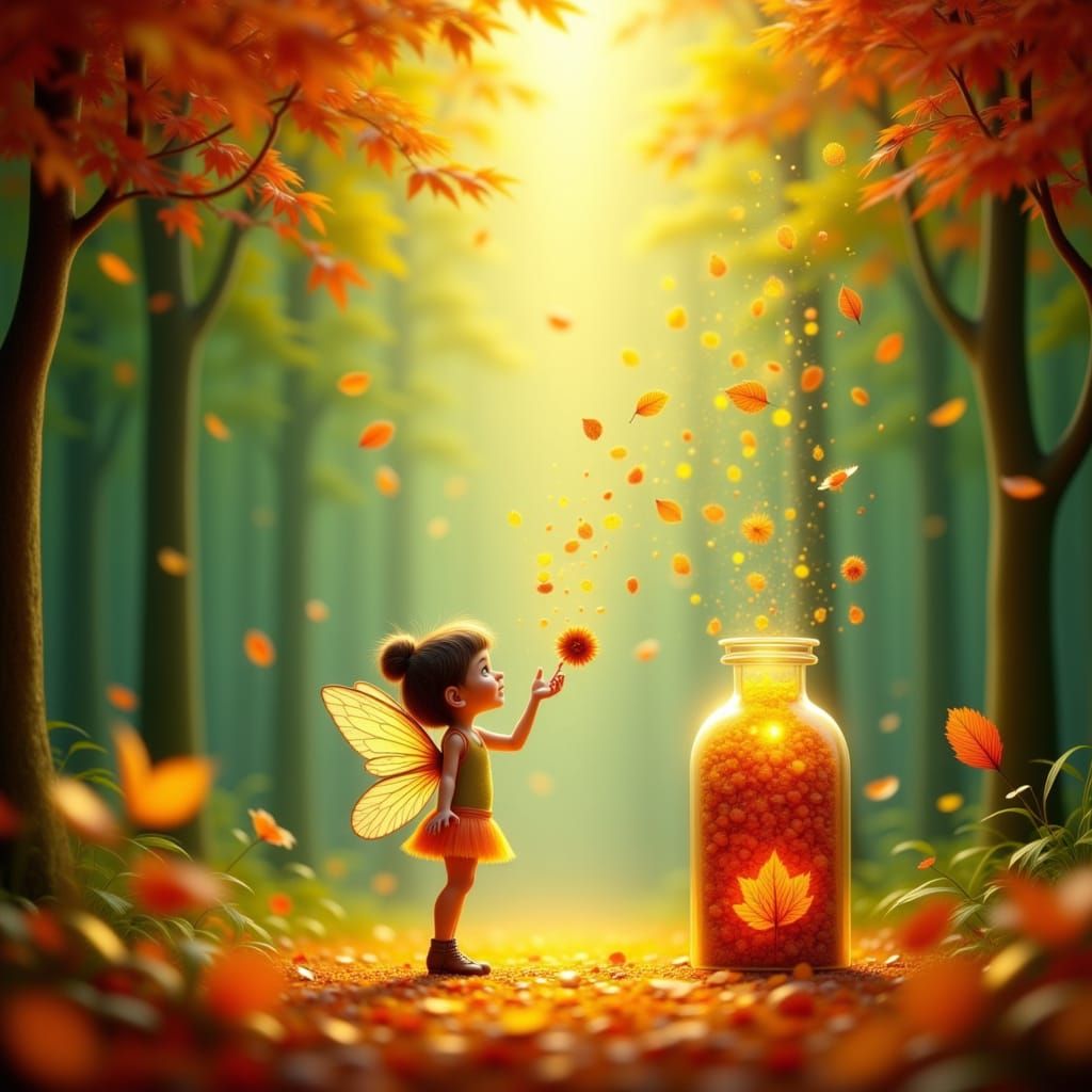 Fairy Pours Autumn Essence to Transform Forest