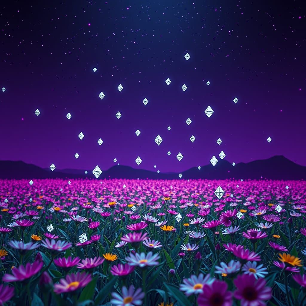 Ethereal Rain in Neon Synthwave Style