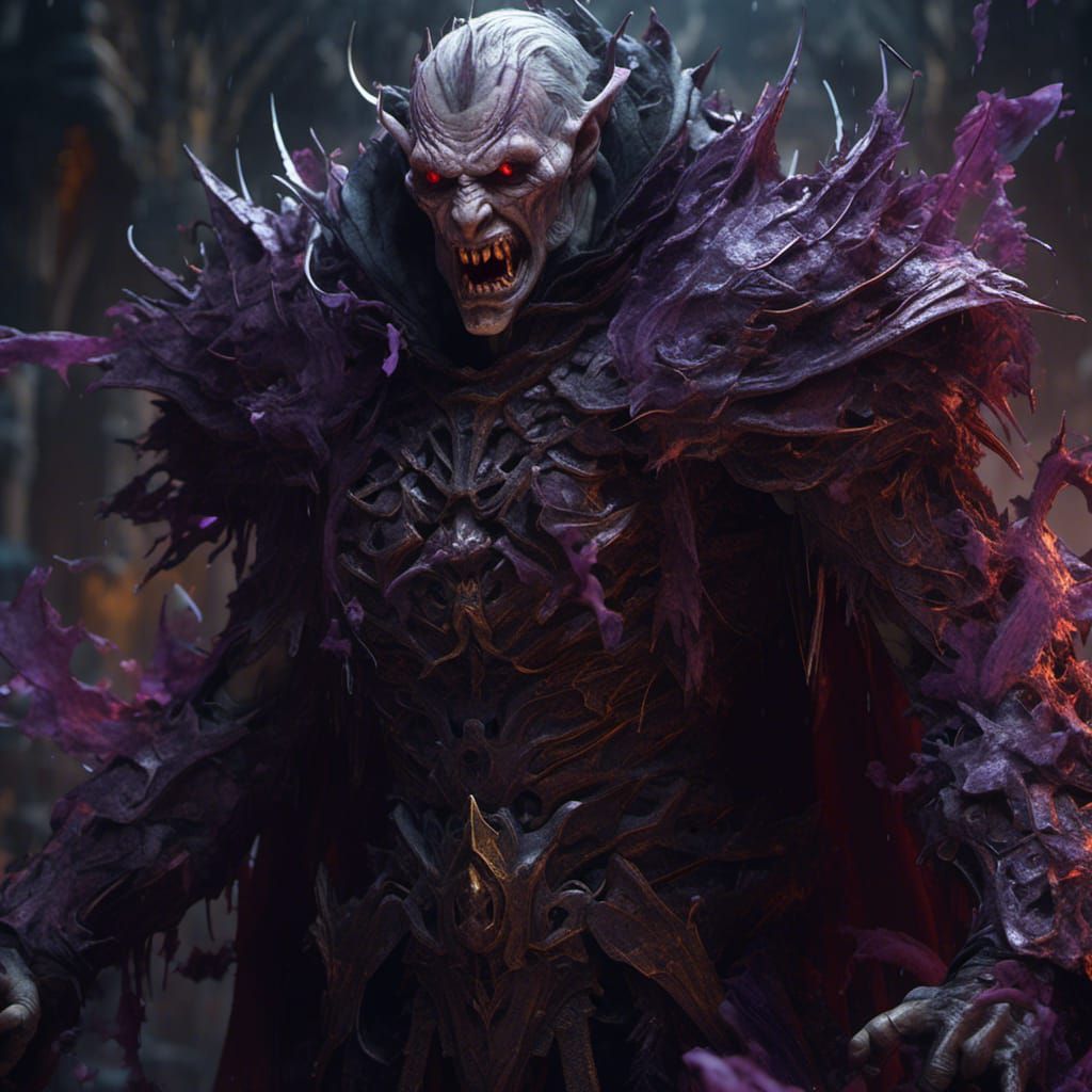 Armored Vampire and White Werewolf in Dark Fantasy Art