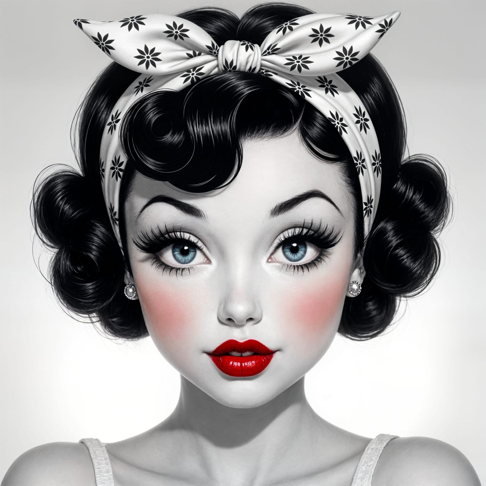 Detailed Betty Boop Pin-Up Portrait with Bright Eyes