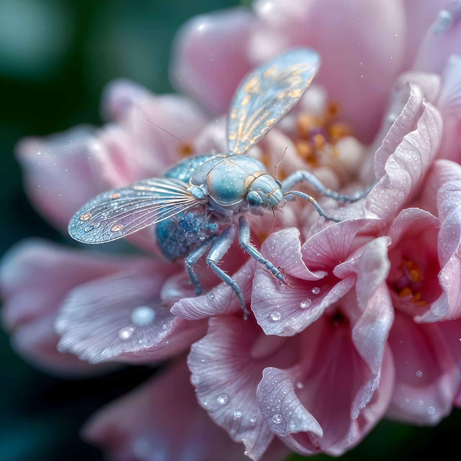 Delicate Beetle in Vibrant Floral Surroundings