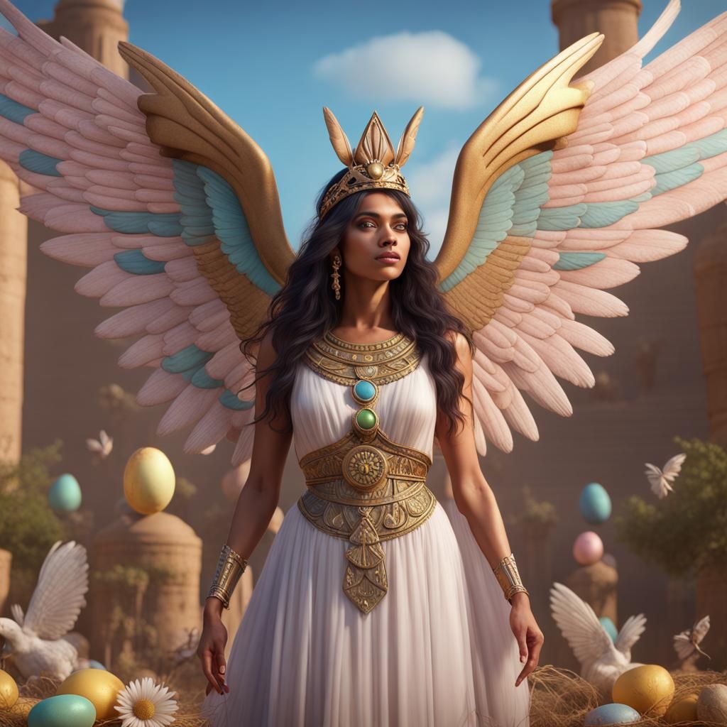 Egyptian Woman in Easter World, Hyperrealistic Art