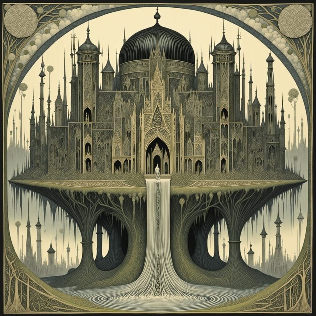 Ethereal Enchanted Realm in Dark Surrealism Style