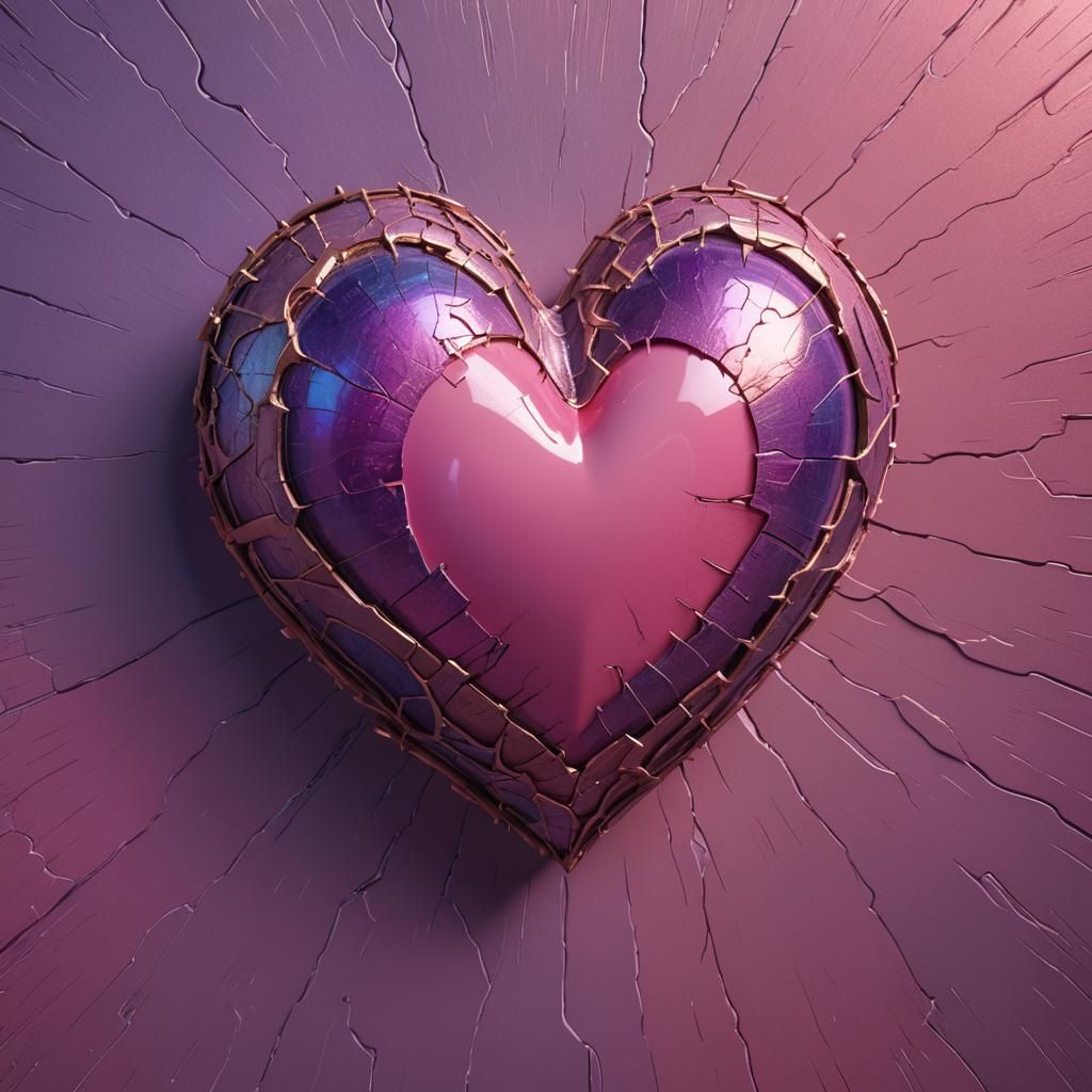 Luminous Pink Ceramic Heart Digital Art