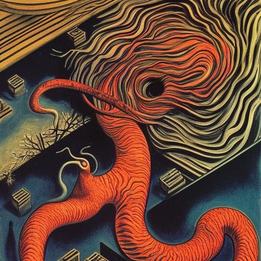 Rokurokubi in Surreal Artistic Styles