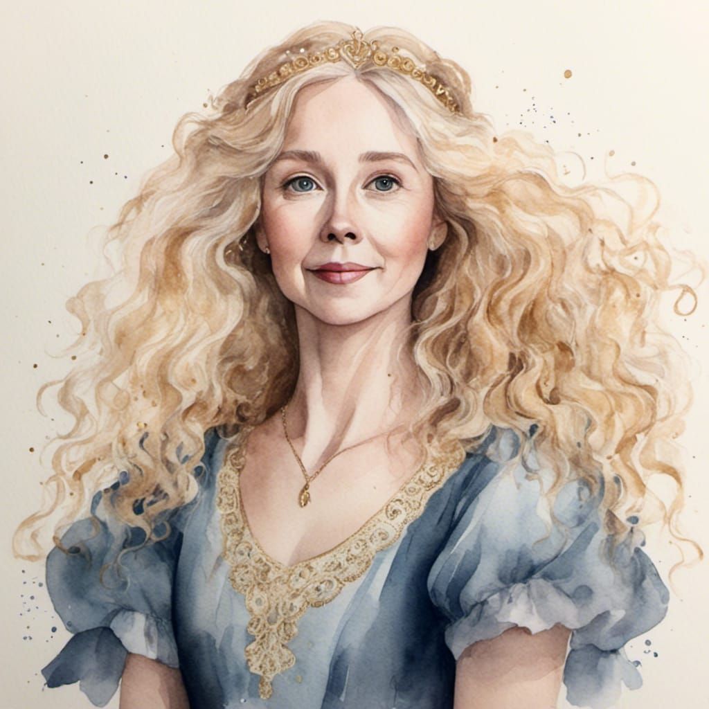 Watercolor Portrait: Beautiful Transwoman in Princess Dress