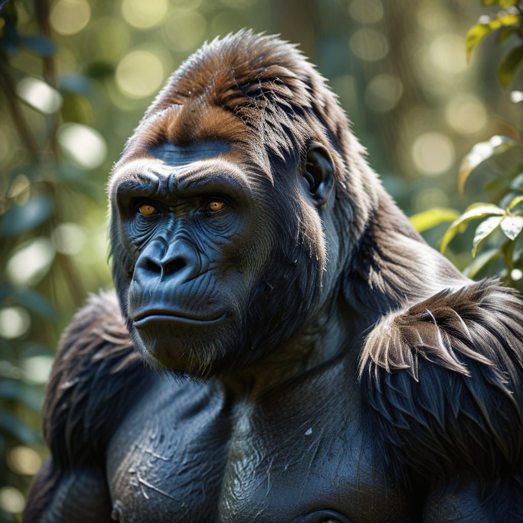 Hyper-Realistic Gorilla Portrait in Earthy Tones