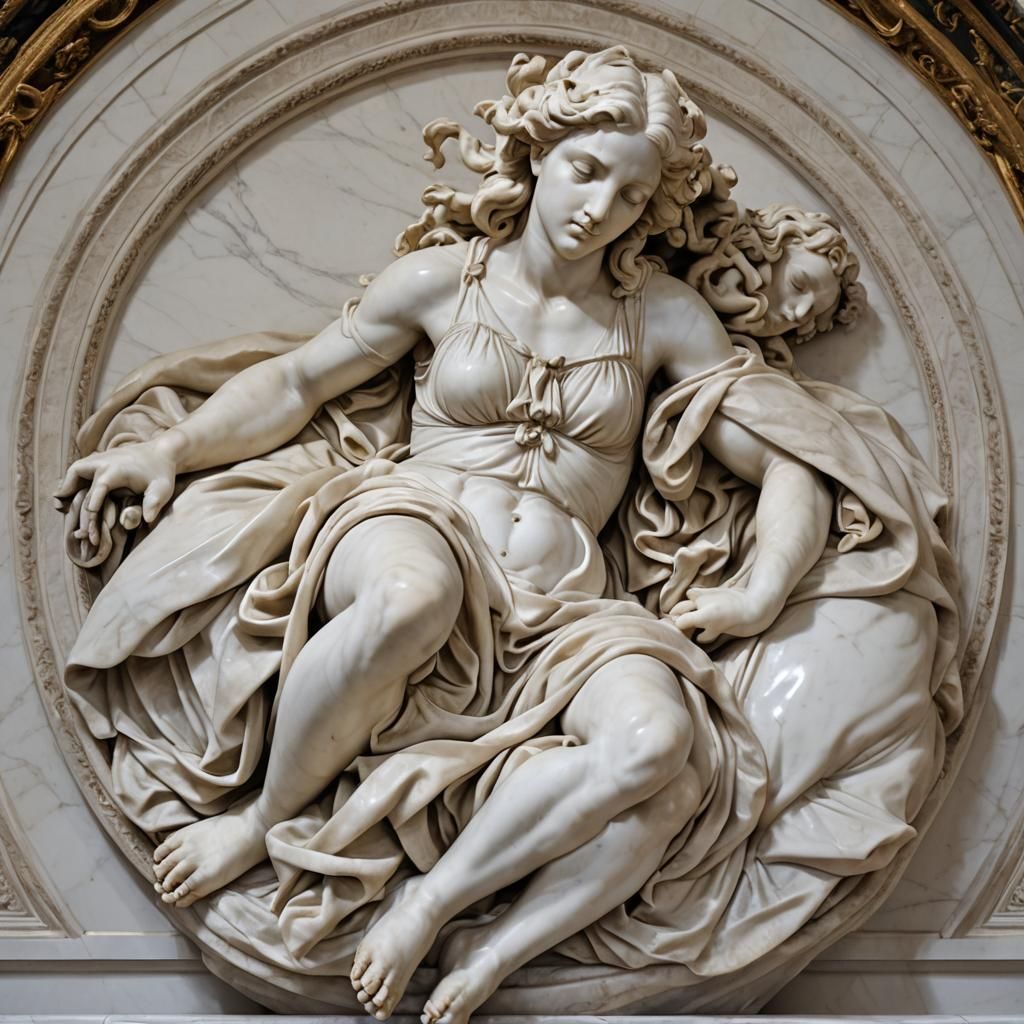 The Sleeping Hermaphrodite Sculpture as Detailed Matte Paint...