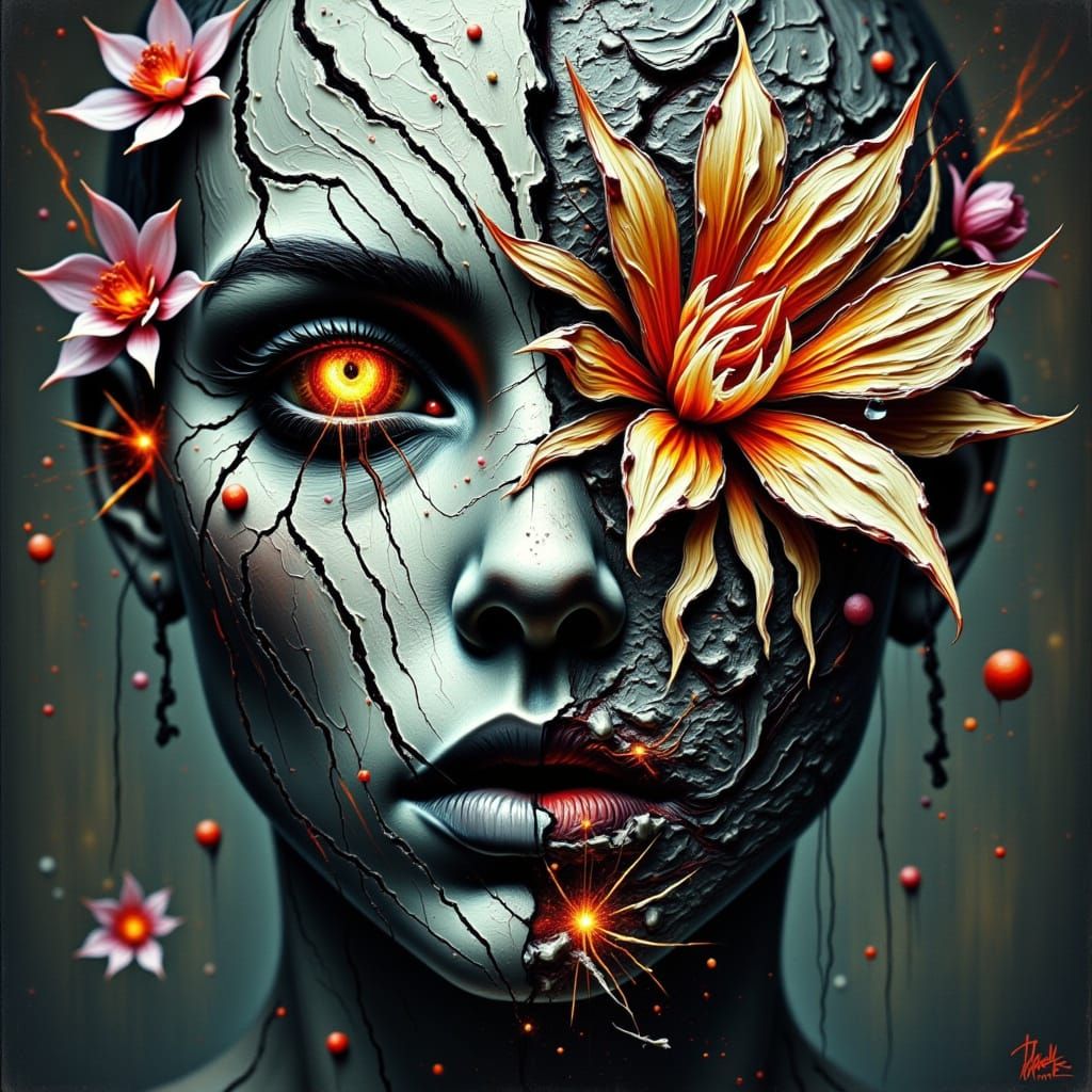 Surreal Orchid Goddess Unveiled in Hyper-Detailed, Cyberpunk...