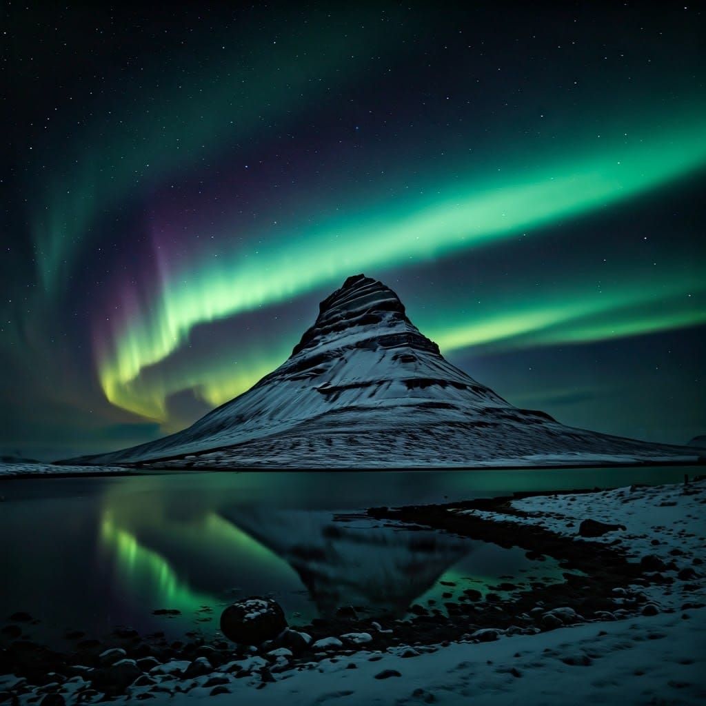 Surreal Icelandic Landscape under Northern Lights