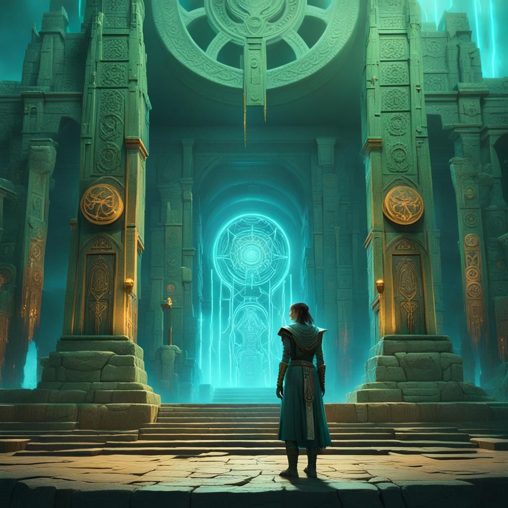 Mystical Sci-Fi Warpriest Guardian in Matte Painting Style