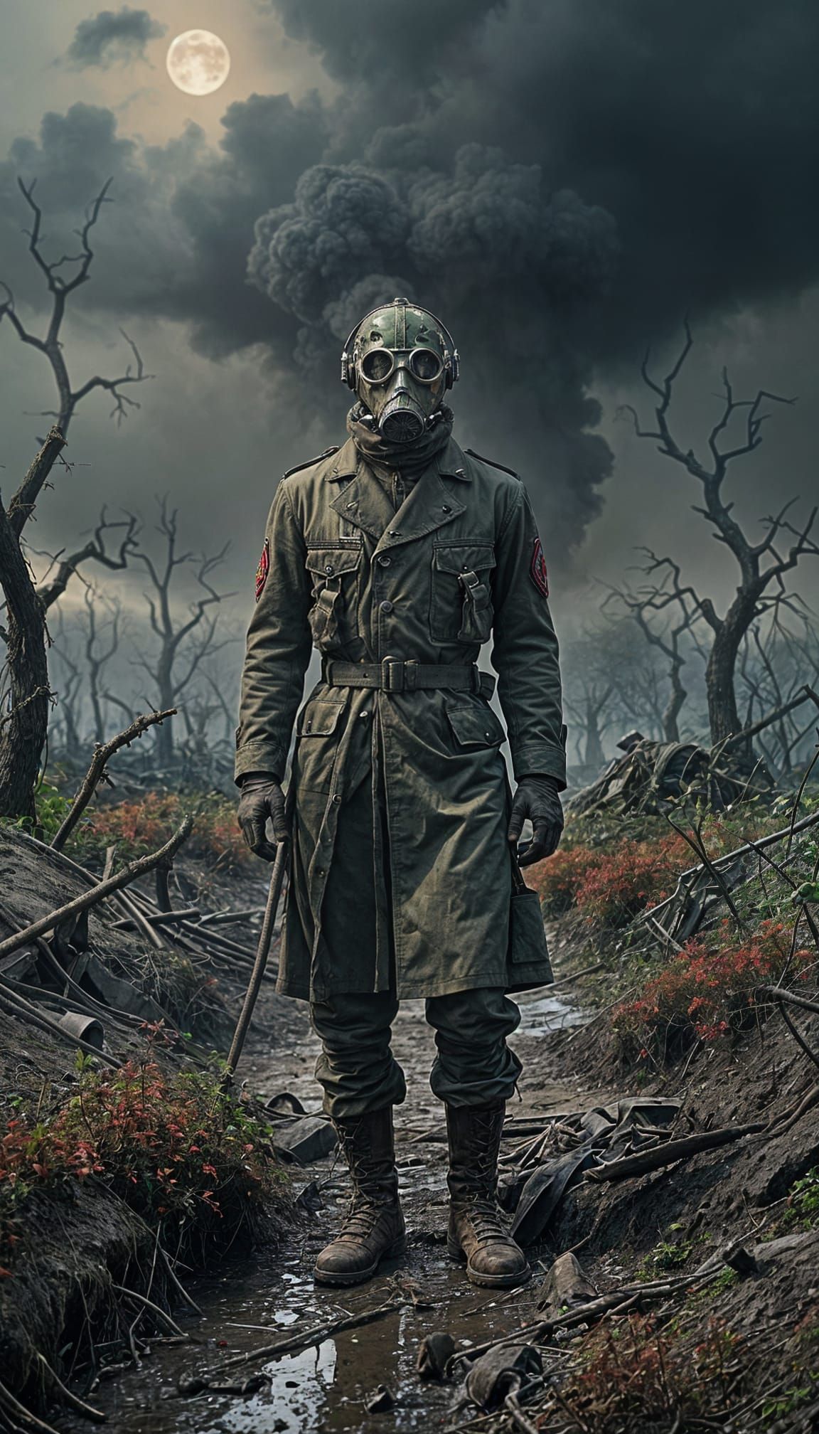 WWI Trench Overgrown with Vines and Haunted by a Ghostly Fig...