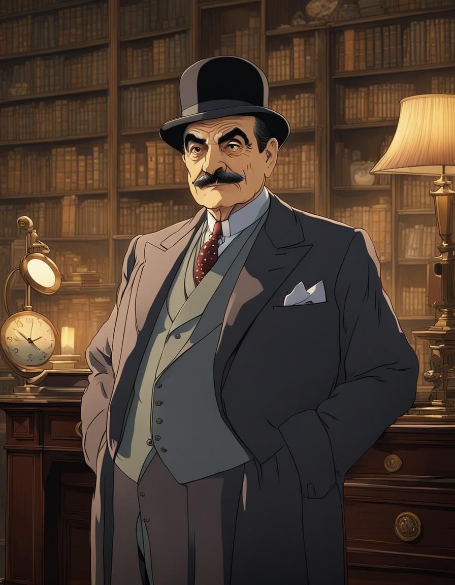 Monsieur Poirot in Studio Ghibli Anime Style