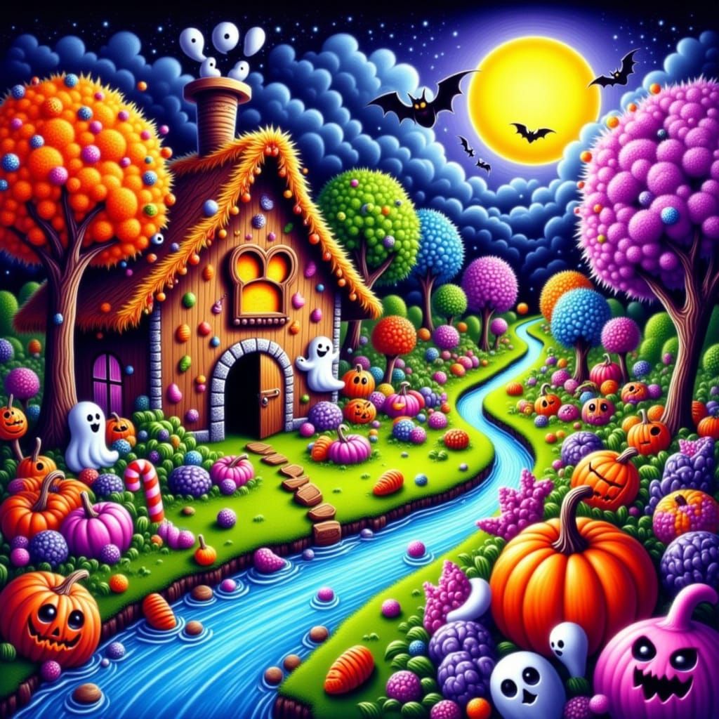 Whimsical Halloween in Candyland Illustration