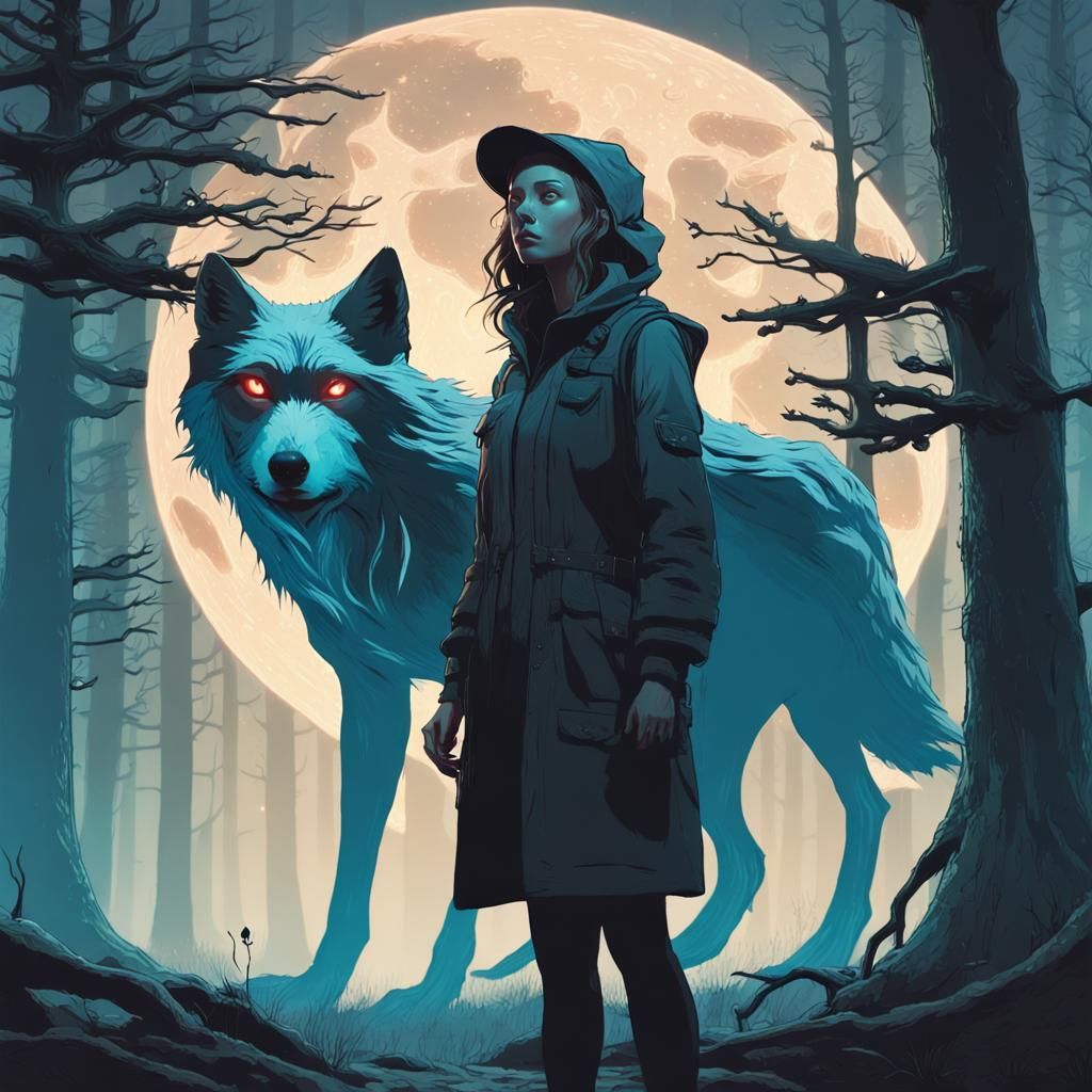 Mystical Forest: Dual-Identity Character in Double Exposure