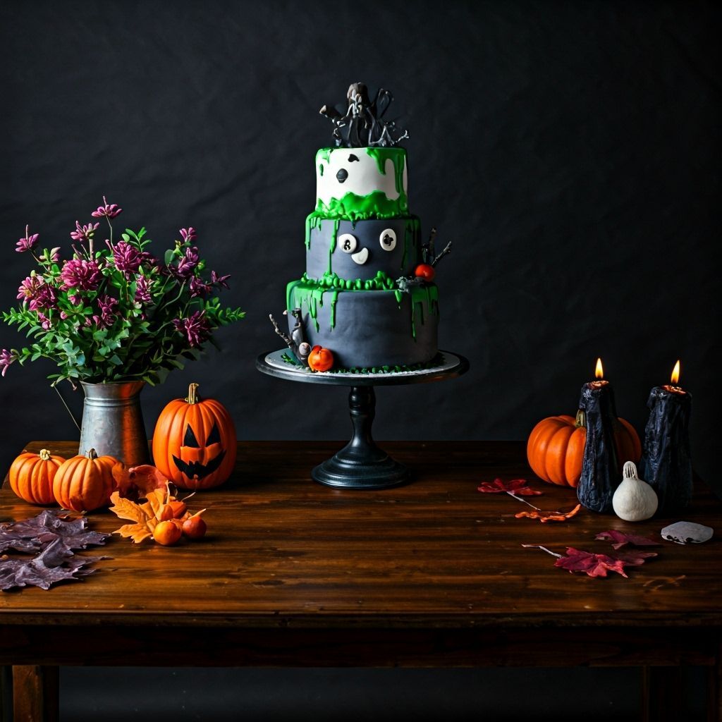 Haunted Cake on a Spooky Table