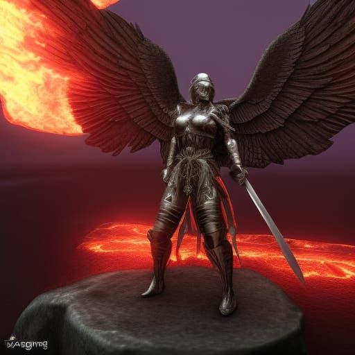 Warrior Archangel in Epic Dark Fantasy Style