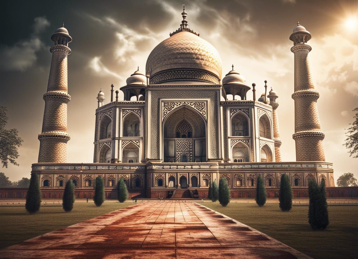 Post-Apocalyptic Taj Mahal in Hyperrealistic Style