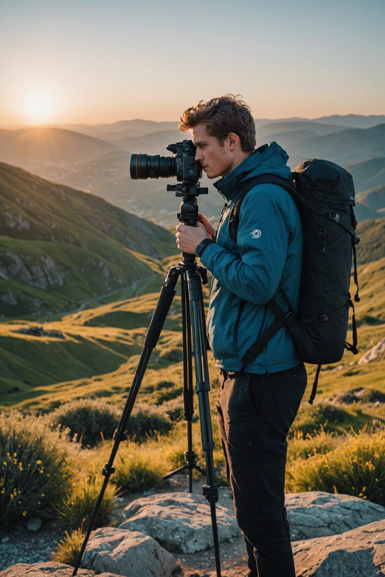 Young Woman in Sunny Landscape, High Definition 3D Art
