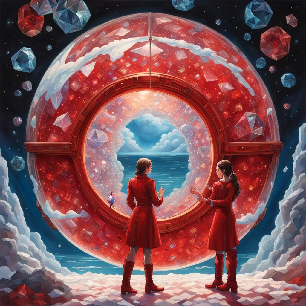 Crystalline Woman in Spaceship: Detailed Matte Painting