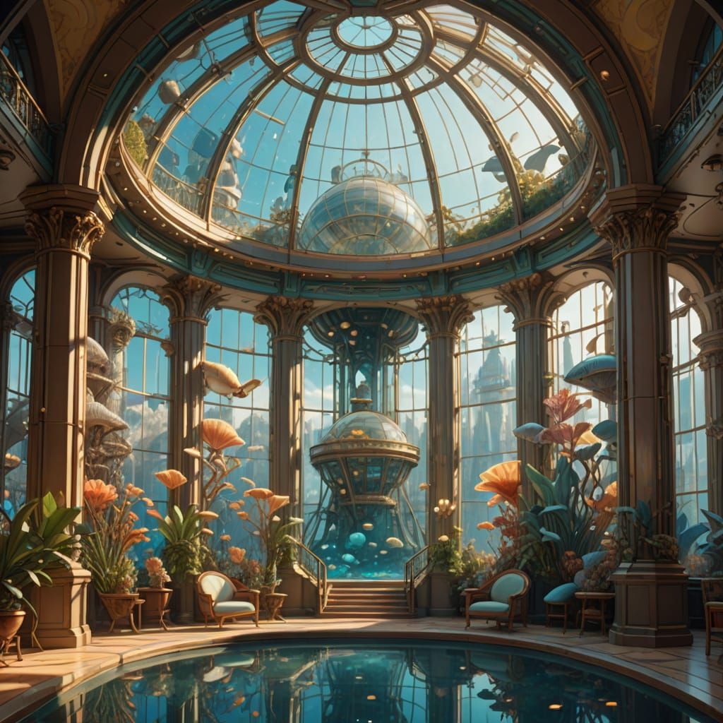 Underwater City: Art Nouveau Illustration