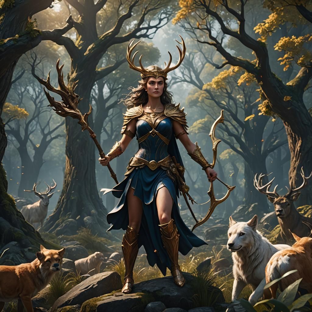 Diana, Goddess of the Hunt: Detailed Matte Painting